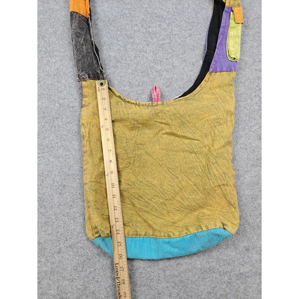 Boho Patchwork Tote Bag Womens Large Multicolor Peace Sign Hippie Crossbody - Picture 12 of 13